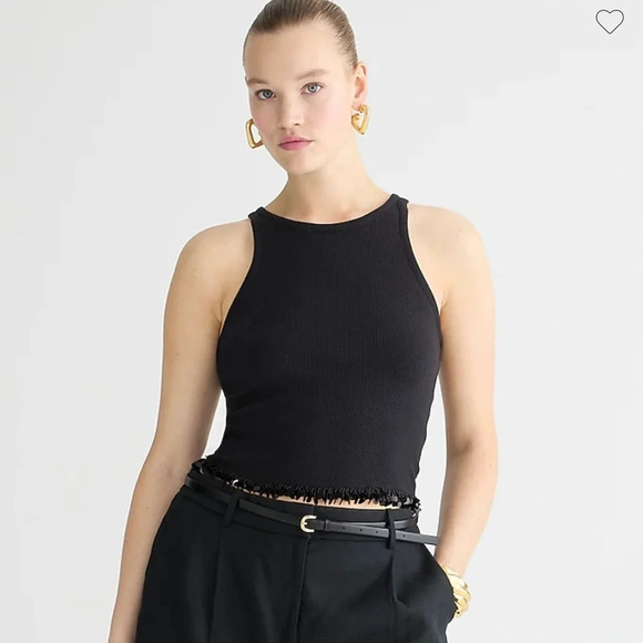 J. Crew Tops - J. Crew Cropped Ribbed Cutaway Tank Top with Sequins S NWT